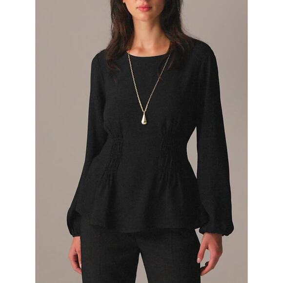 J. Crew Shirred-waist top in viscose crepe black size 00 - Picture 1 of 4